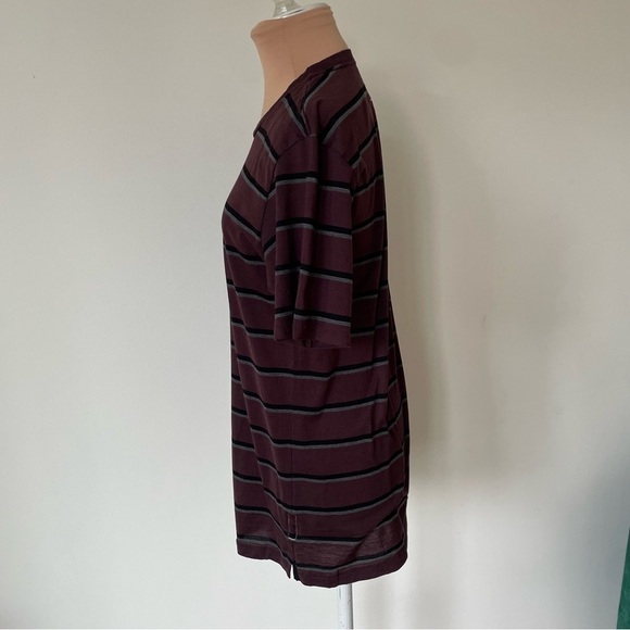 Rag & Bone Maroon Cotton Striped Short Sleeve Crewneck Tee T-Shirt EUC Size S - Picture 2 of 11